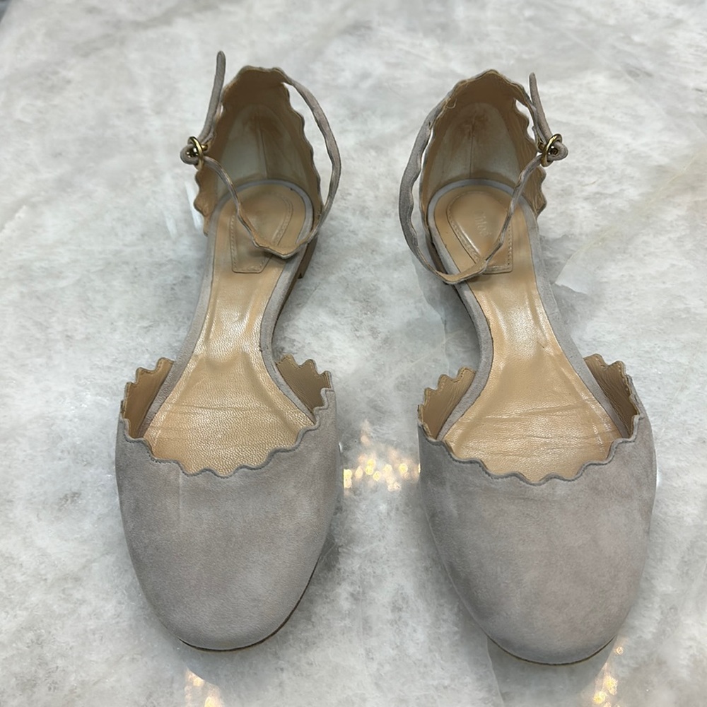 Chloe angle strap suede ballet flat